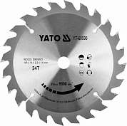 Диск пильный по дереву с победитовыми напайками Yato YT-60590 (165x16x2.2x1.5 мм), 24 зубцов