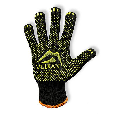 Перчатки трикотажные защитные Vulkan 5611, черные, ПВХ точки (XXL) Фото 1