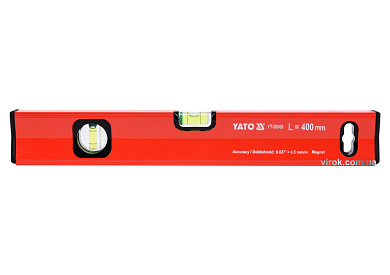 Рівень алюмінієвий з магнітом YATO YT-30060 L= 40 см. 2 капсули, 1 ручка Фото 1