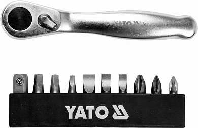 Набір насадок викруткових з тріщаткою YATO YT-14390 1/4", PH, SL, SQ 25 мм 11 шт Фото 1