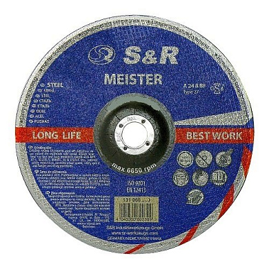 Круг зачистной по металлу S&R Meister A24 BF 180x6,0x22,2 (131060180) Фото 1