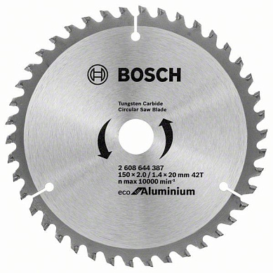 Диск пильный Bosch Eco for Aluminium 150х20/16, Z42 Фото 1