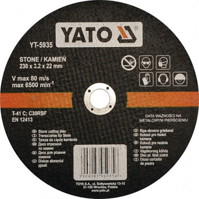Диск отрезной по камню YATO YT-5935 230x22x3.2 мм Фото 1