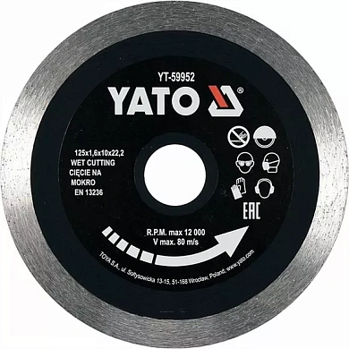 Диск отрезной Yato 125x1.6x10x22.2 мм (YT-59952) Фото 1