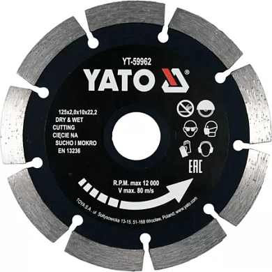 Отрезной диск Yato 125x2x10x22.2 мм (YT-59962) Фото 1