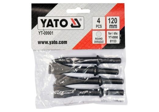 Долота і зубила l= 120 мм YATO YT-09901 до пневматичного молотка YT-0990 і 81133, компл. 4 шт. Долота і зубила l= 120 мм YATO YT-09901 до пневматичного молотка YT-0990 і 81133, компл. 4 шт.