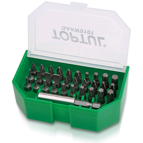 Набор бит для шуруповерта TOPTUL 31 ед. 1/4" SL;PH;PZ;TORX;HEX + магнитный держатель GAAW3101 Набор бит для шуруповерта TOPTUL 31 ед. 1/4" SL;PH;PZ;TORX;HEX + магнитный держатель GAAW3101