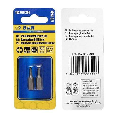 Біти S&R PH0 x 25 мм 2 шт - 2