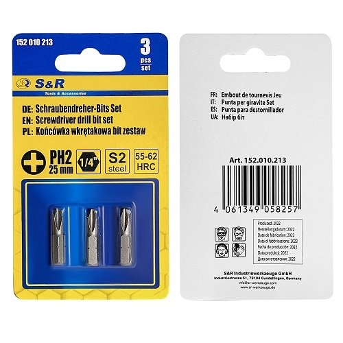 Біти S&R PH2 x 25 мм 3 шт - 2