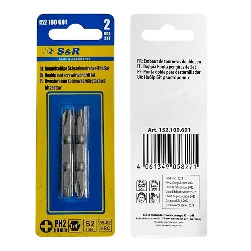 Біти S&R PH2/PH2 x 50 мм 2 шт двосторонні - 3