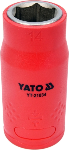 Головка торцевая шестигранная диэлектрическая YATO YT-21034 1/2" М14 x 55/38 мм VDE до 1000 В Головка торцевая шестигранная диэлектрическая YATO YT-21034 1/2" М14 x 55/38 мм VDE до 1000 В