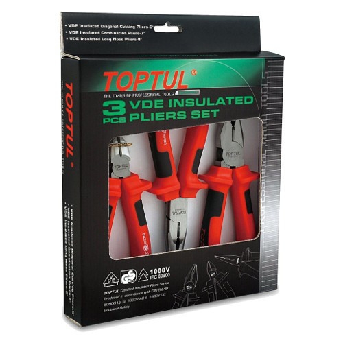 Плоскогубцы диэлектрические 1000V TOPTUL набор 3ед. GAAE0301 Плоскогубцы диэлектрические 1000V TOPTUL набор 3ед. GAAE0301