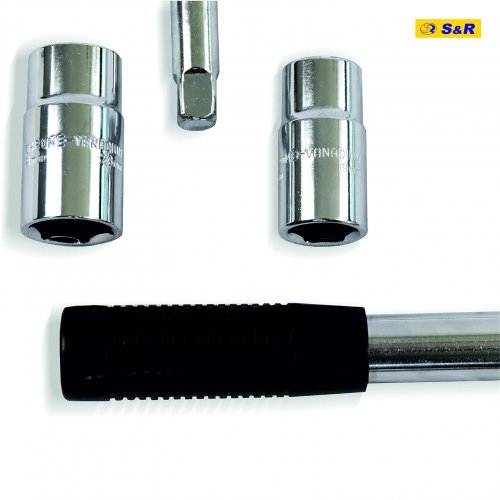 Вороток Г-образный телескопический S&R 1/2 385-505 мм + 2 головки - 4