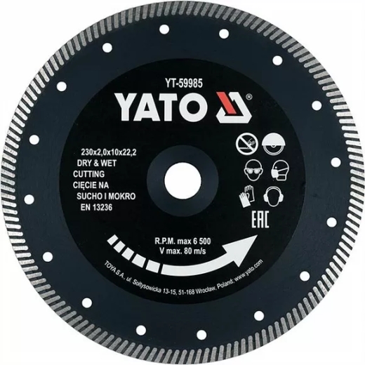 Диск відрізний Yato 230x2x10x22.2 мм (YT-59975) Диск відрізний Yato 230x2x10x22.2 мм (YT-59975)