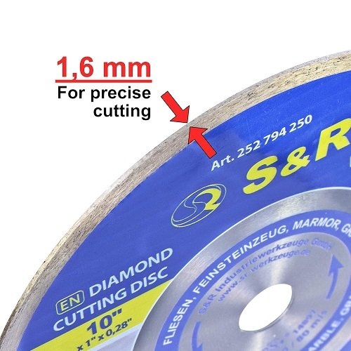 Диск алмазный S&R CORONA 250 x 1,6 х 25,4 керамогранит - 5