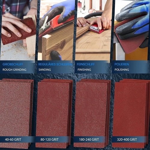 Набор шлифовальной бумаги с ручным шлифовальным блоком S&R 93х230 мм - 6