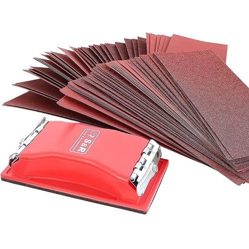 Набор шлифовальной бумаги с ручным шлифовальным блоком S&R 93х230 мм - 1