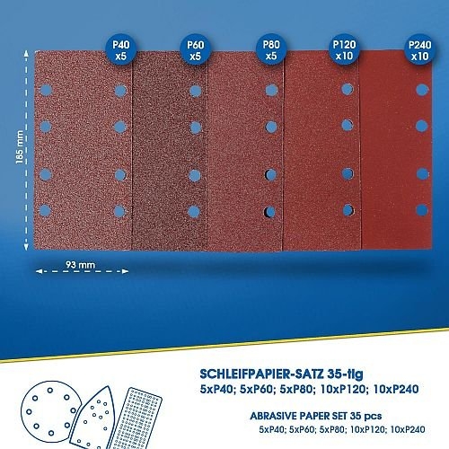 Набір шліфувального паперу для шліфувальних машин S&R 93х185 мм - 9