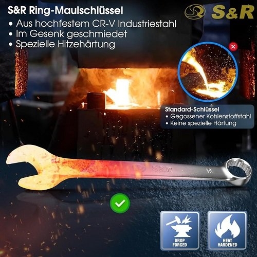 Набор ключей комбинированных гаечных S&R 15 шт 6-22 мм - 5