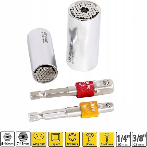 Набор из 2 универсальных головок S&R и 2 шестигранных адаптеров 1/4” и 3/8” - 3