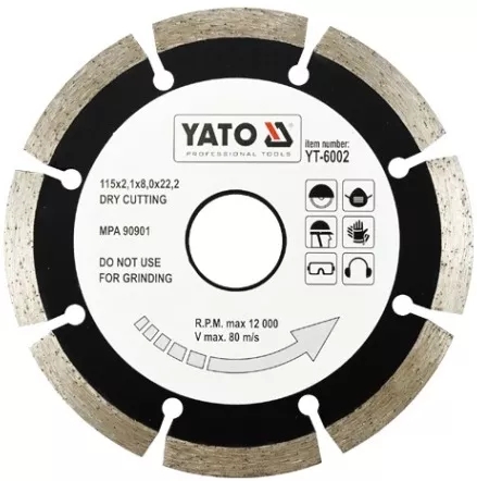 Диск алмазный YATO сегмент 115x8,0x22,2 мм (YT-6002) Диск алмазный YATO сегмент 115x8,0x22,2 мм (YT-6002)
