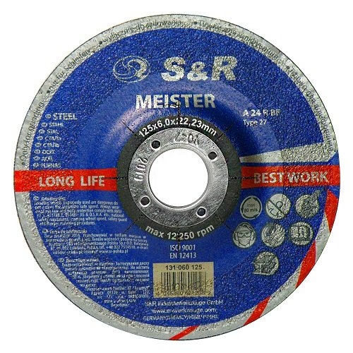Круг зачистной по металлу S&R Meister A 24 R BF 125x6,0x22,2 (131060125) Круг зачистной по металлу S&R Meister A 24 R BF 125x6,0x22,2 (131060125)