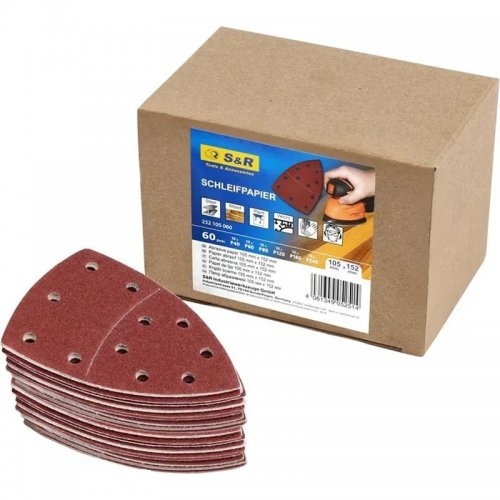Набір шліфпаперу S&R 105х152 мм 60 шт для дельташліфмашин - 1