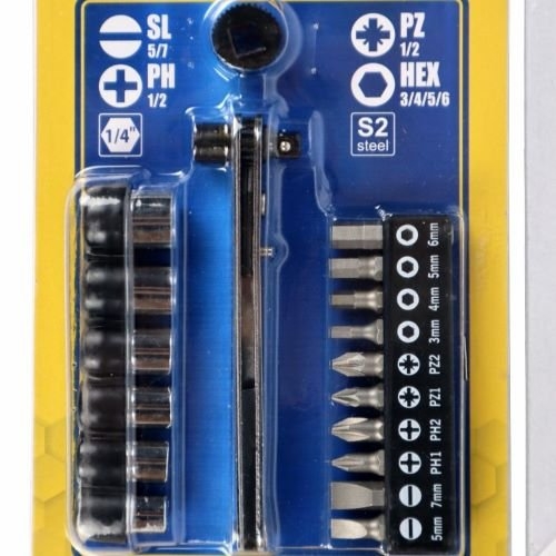 Набор бит и головок S&R 17 шт с трещеткой - 2