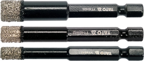 Свердла з алмазним колом YATO 6-8-10 мм, 1/4" (YT-60409) Свердла з алмазним колом YATO 6-8-10 мм, 1/4" (YT-60409)