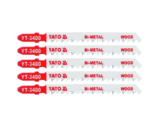 Пиляльні полотна зворотного різу по дереву біметалічні YATO Bi-Metal 6TPI, 100/75 мм, хвостовик Т, 5 шт Пиляльні полотна зворотного різу по дереву біметалічні YATO Bi-Metal 6TPI, 100/75 мм, хвостовик Т, 5 шт