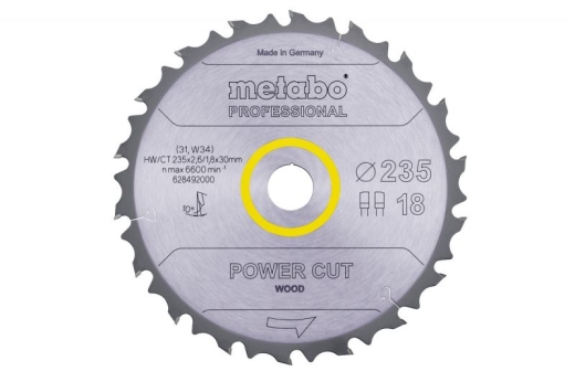 Пильный диск Metabo Power cut HW/CT 235х2.6/1.8x30, Z18 FZ/FA 10° 628492000 Пильный диск Metabo Power cut HW/CT 235х2.6/1.8x30, Z18 FZ/FA 10° 628492000