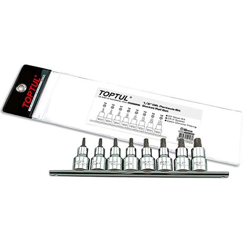 Набір головки з насадкою п'ятигранні з отвором TOPTUL 1/2" TORX T20-T55 8 од. GAAG0806 - 1