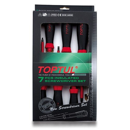 Набор отверток изолированных TOPTUL (1000V) 7 ед. GAAE0704 Набор отверток изолированных TOPTUL (1000V) 7 ед. GAAE0704