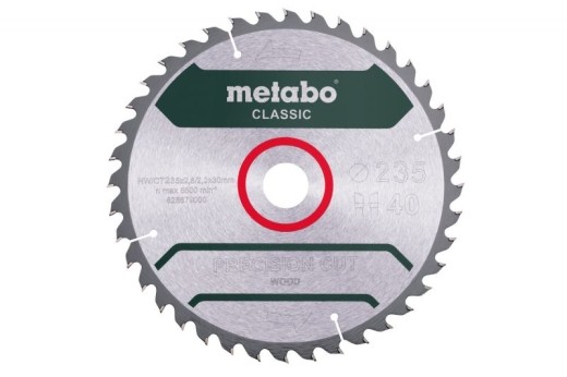 Пиляльний диск Metabo Precision Cut Classic HW/CT 235х2.8/2x30, Z40 WZ 15° /B 628680000 Пиляльний диск Metabo Precision Cut Classic HW/CT 235х2.8/2x30, Z40 WZ 15° /B 628680000