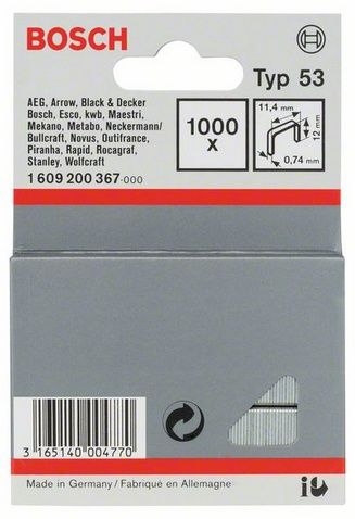 Скобы тип 53 Bosch 12 мм, 1000 шт Скобы тип 53 Bosch 12 мм, 1000 шт