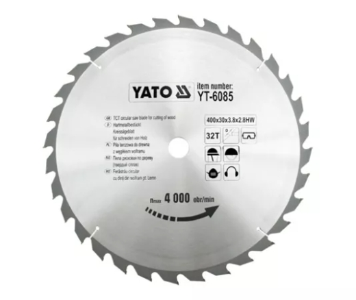 Диск пильний Yato 400х30x3.8x2.8 мм, 32 зубці (YT-6085) Диск пильний Yato 400х30x3.8x2.8 мм, 32 зубці (YT-6085)