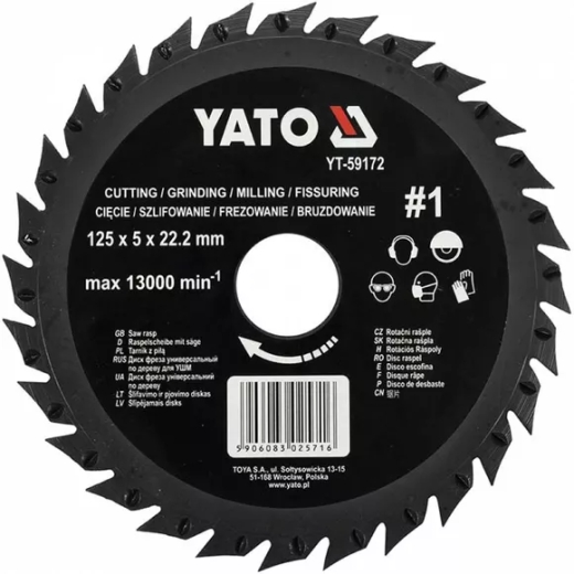 Диск-фреза шліфувально-відрізний YATO YT-59172 Диск-фреза шліфувально-відрізний YATO YT-59172