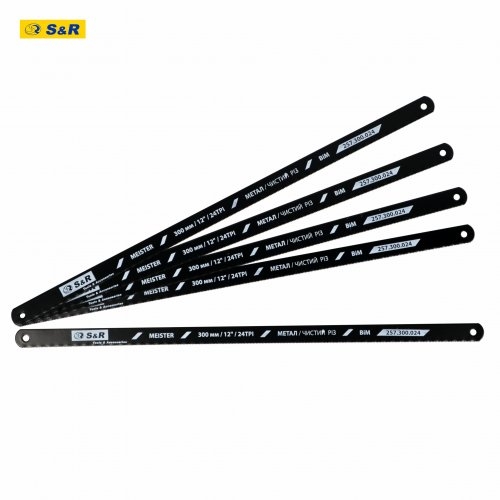 Полотно пилочное для ножовки S&R Meister 300 мм 24 TPI по металлу 5 шт - 1