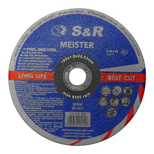 Коло відрізне S&R Meister A 36 S BF 180x1,6x22,2 (131016180) Коло відрізне S&R Meister A 36 S BF 180x1,6x22,2 (131016180)