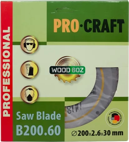 Пильный диск по дереву PROCRAFT B200.60, 60T (020060) - 2