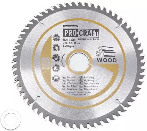 Пиляльний диск по дереву Procraft B210.60, 60T (021060) Пиляльний диск по дереву Procraft B210.60, 60T (021060)