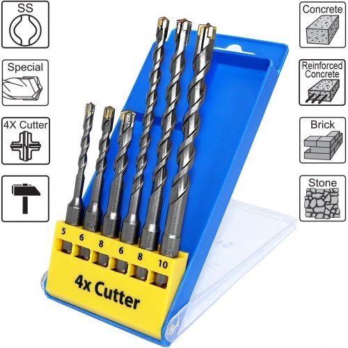 Набір бурів S&R Meister 4X Cutter HSS SDS-plus 6 шт - 2