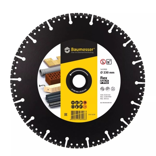 Диск алмазний 1A1RSS V 230x2,6/1,8x6x22,2 Pro Rex Baumesser - 1