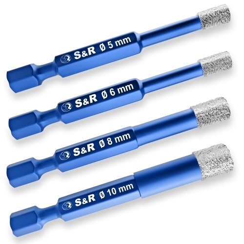 Набір алмазних свердл по склу і кераміці S&R Hex 1/4 4 шт - 4