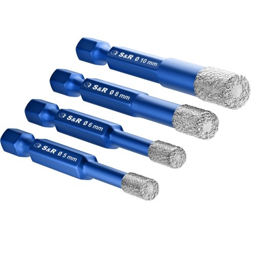 Набір алмазних свердл по склу і кераміці S&R Hex 1/4 4 шт - 2