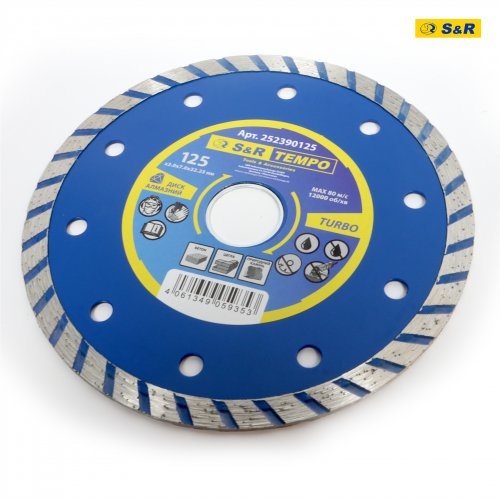 Диск алмазный S&R Tempo 125 x 2.0 x 22.2 TURBO камень - 6