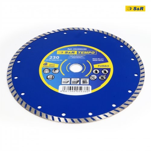Диск алмазный S&R Tempo 230 x 2.4 x 22.2 TURBO камень - 4