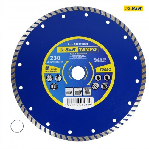 Диск алмазный S&R Tempo 230 x 2.4 x 22.2 TURBO камень Диск алмазный S&R Tempo 230 x 2.4 x 22.2 TURBO камень