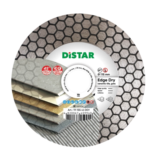 Диск алмазний Distar 115 x 1,6/1,2 x 25 x 22,23 Edge Dry Диск алмазний Distar 115 x 1,6/1,2 x 25 x 22,23 Edge Dry