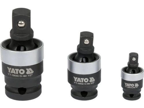 Удлинители карданные ударные YATO YT-10642 квадраты 1/2", 3/8", 1/4" 3 шт Удлинители карданные ударные YATO YT-10642 квадраты 1/2", 3/8", 1/4" 3 шт